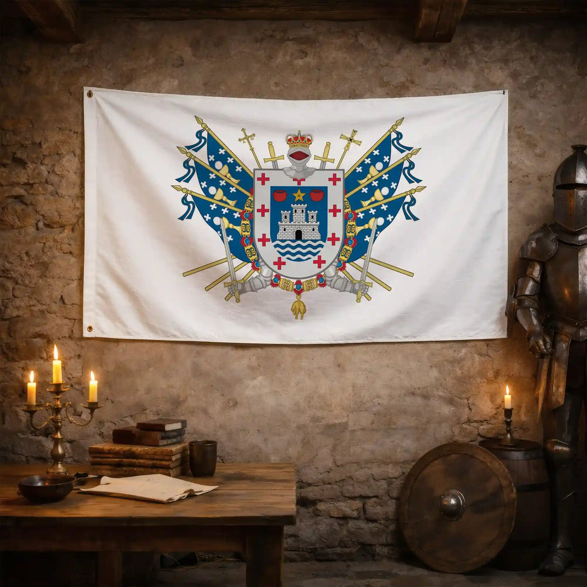 Bandera – Escudo de Oleiros - bandera ciudad España