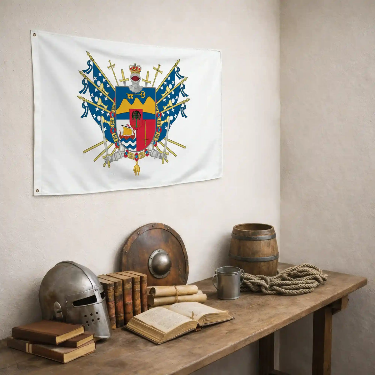 Bandera – Escudo de Vilagarcía de Arousa - bandera ciudad España