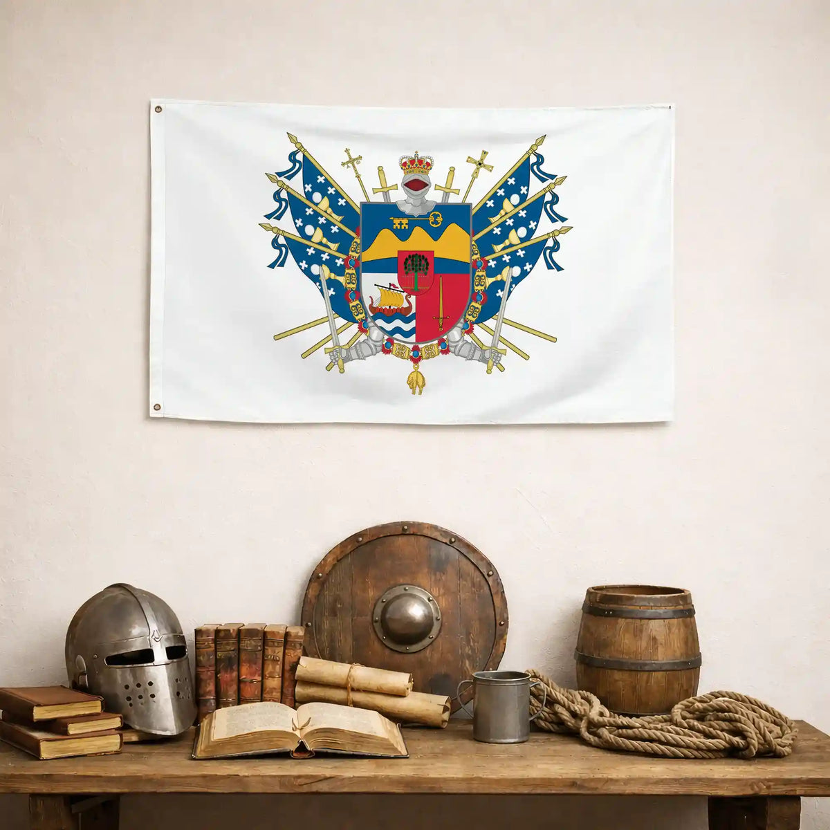 Bandera – Escudo de Vilagarcía de Arousa - bandera ciudad España