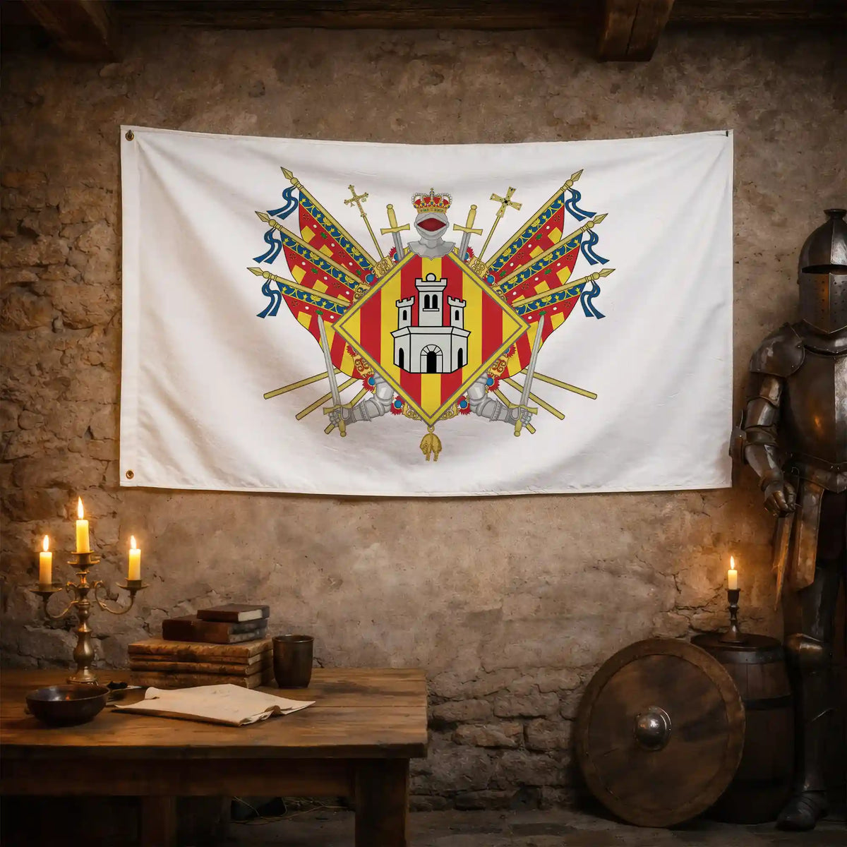 Bandera – Escudo de Castellón de la Plana - bandera ciudad España