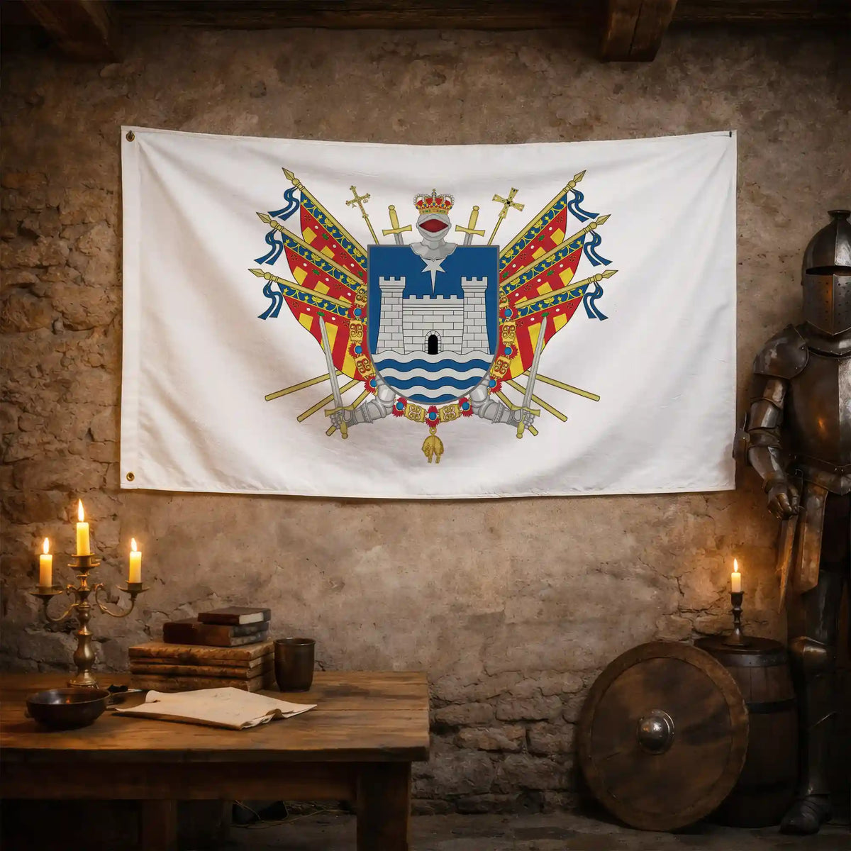 Bandera – Escudo de Gandía - bandera ciudad España